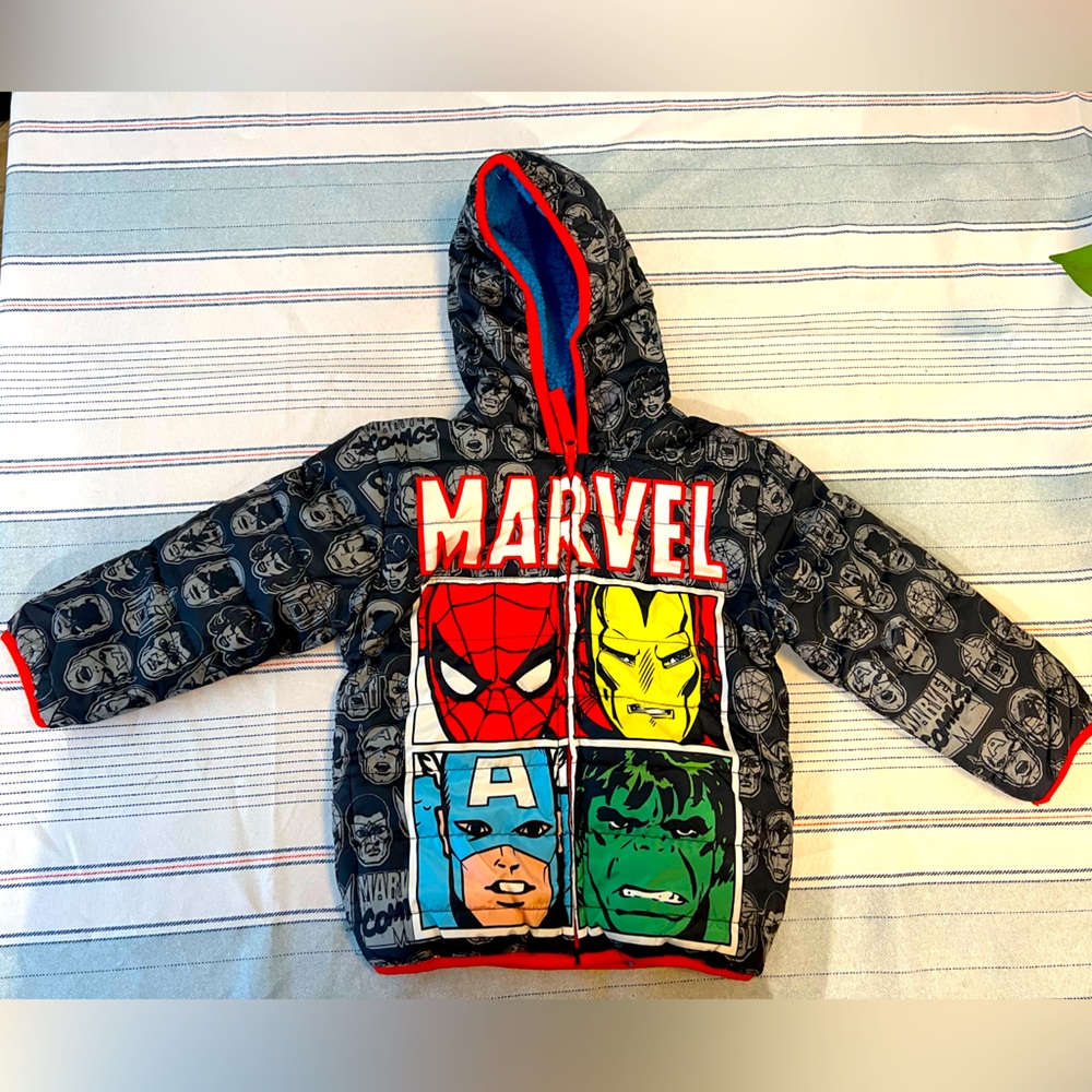 Marvel reversible fluffy jacket. Toddler, size 2.
